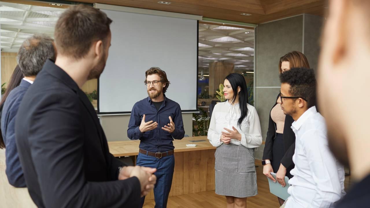 business coach talking